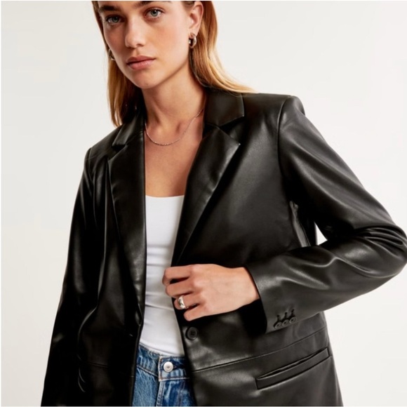 Abercrombie & Fitch Jackets & Blazers - Abercrombie & Fitch Vegan Leather black Blazer women’s size L